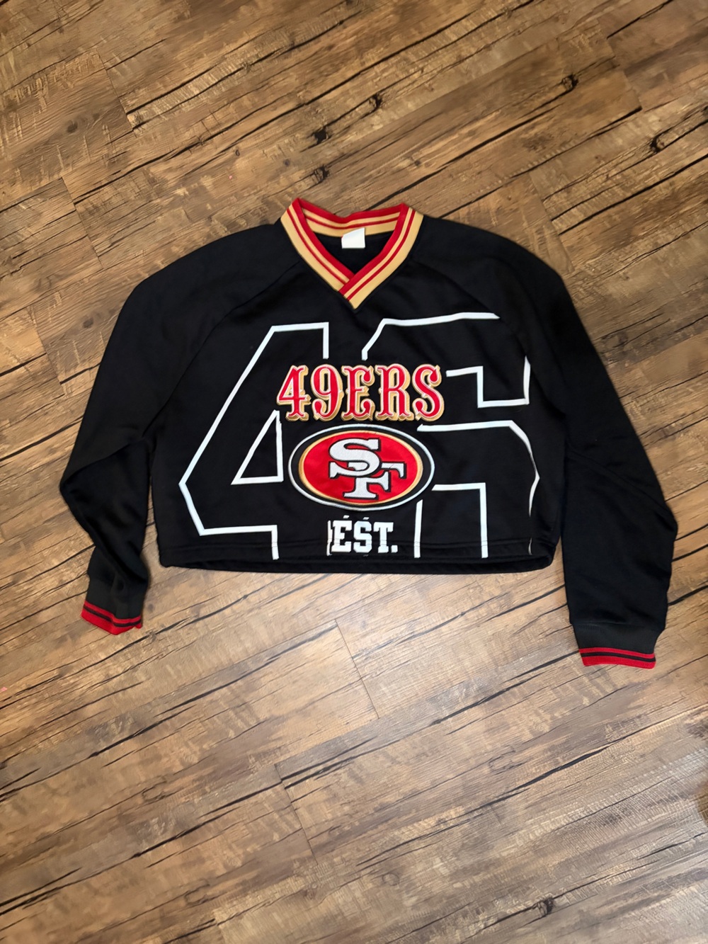 NFL San Francisco 49ers Crop V-neck Sweater Red Size 1X